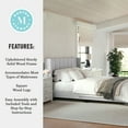 thumbnail image 4 of Martha Stewart Kay Queen Upholstered Platform Bed with Channel Stitched Wingback Headboard and Cushioned Siderails, Wood Slat Foundation, No Box Spring Needed, Gray, 4 of 11