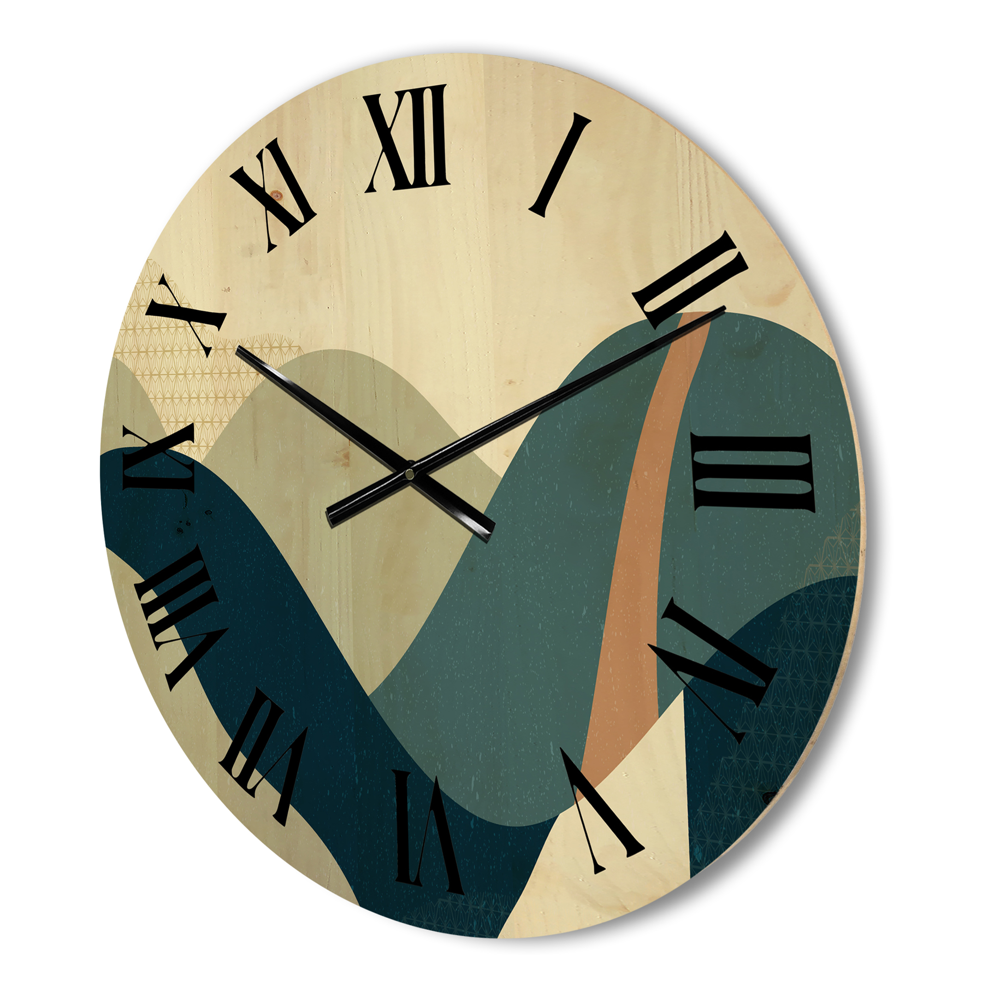 Designart 'Landscape With Hills Abstract Geometric Art' Modern Wood Wall Clock
