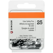 SINGER Safety Pins, Black & White, 2 Assorted Sizes, 25 Count