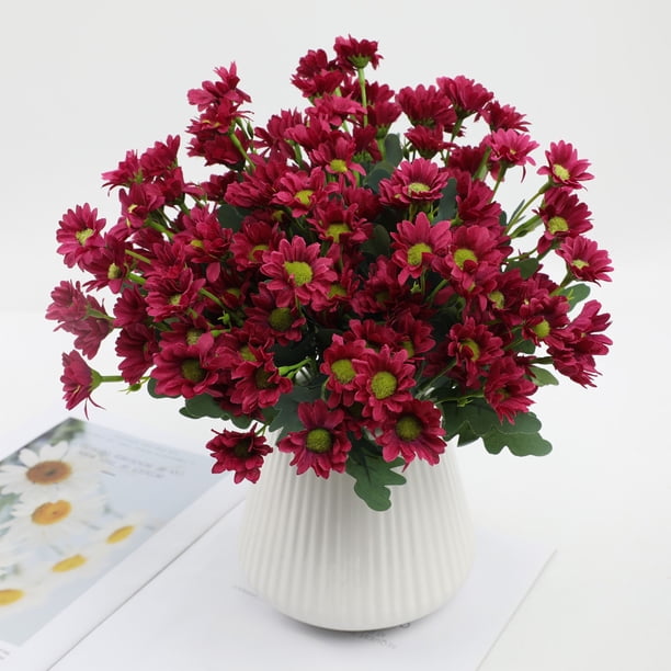 Ramo de Simulación de Manzanilla para Boda, Decoración Del Hogar, Crisantemo, Orquídea Saltarina, Crisantemo, Flor Artificial Pequeña y Fresca, Flor de Seda.