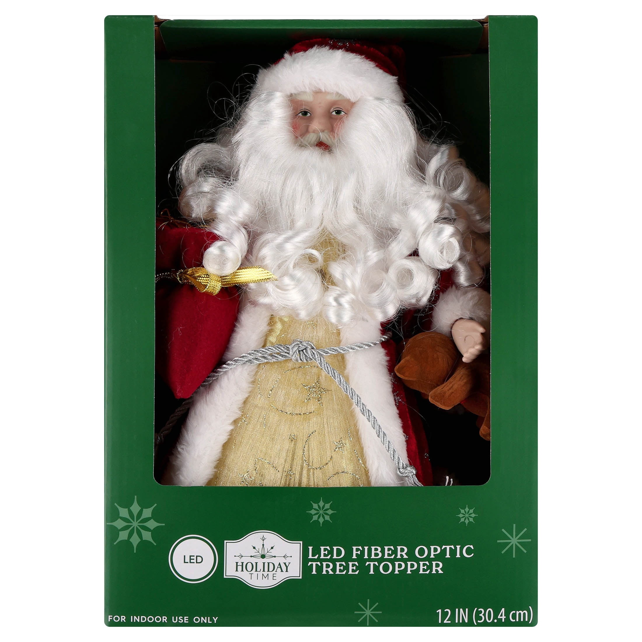 LED Fiber Optic Santa Christmas Tree Topper, Multicolor, 12", by Holiday Time