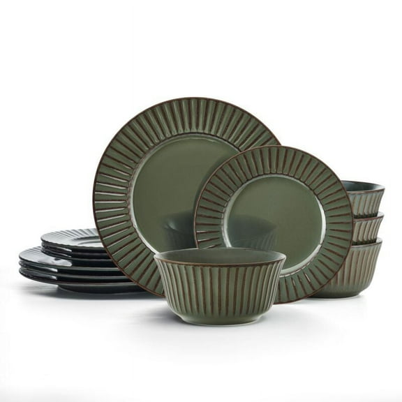 Pfaltzgraff Dannie 12 Piece Stoneware Dinnerware Set Gray