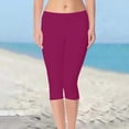 thumbnail image 6 of Petite Capri Leggings for Women Lightweight Pull On Elastic Waist Tummy Control Soft Crop Leggings 3/4 Stretch Yoga Pants Hot Pink S, 6 of 8