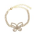 thumbnail image 1 of Visland Women Anklet Hollow Butterfly Shape Rhinestone Decor Adjustable Length Alloy Double-layer Ankle Chain Leg Jewelry, 1 of 8