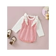 thumbnail image 3 of Qmyliery Infant Baby Girls Knit Rompers, Long Sleeve Crew Neck Ruffle Snap  Jumpsuits for Spring Autumn, 3 of 9