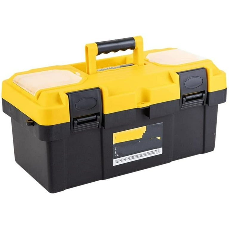 Tool Box Plastic Tool box with Handle 2-Tiers Multifunctional Portable Tool  box with Removable Tray,Sturdy and Durable Double Latch Organizer for Home  Workshops 