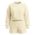 thumbnail image 6 of GZWYHT Sweatshirt and Shorts Set 2 Piece Sets for Women Sweat Shorts Set Bride Sweatsuit Shorts Sets Women 2 Piece Outfits Matching Sets Women Clothing Cute Lounge Sets for Women Travel Beige L, 6 of 6