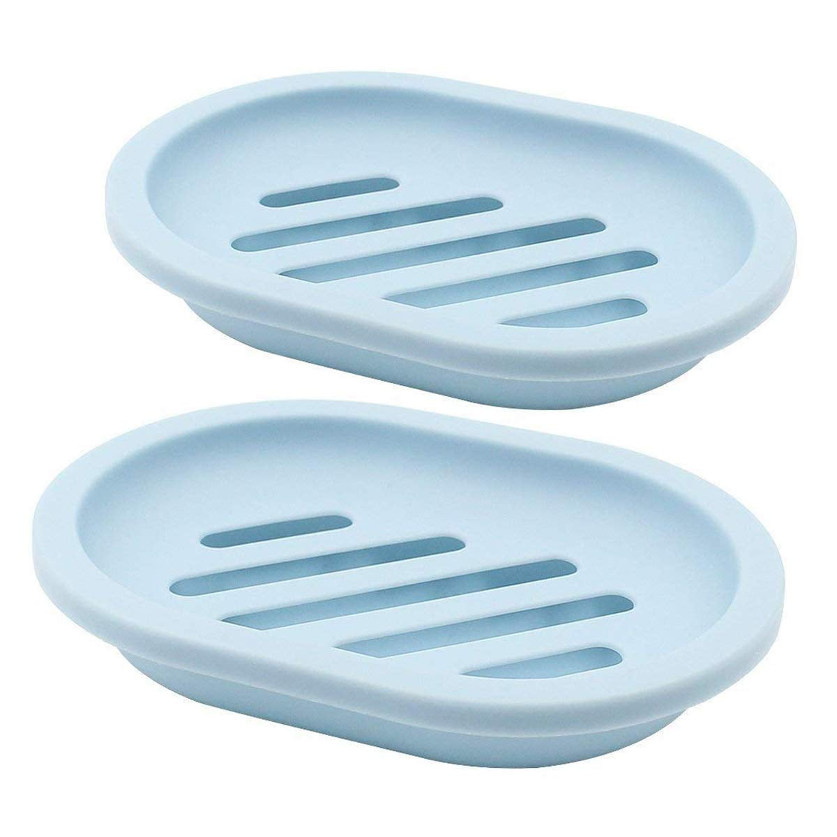 Water Dries Faster! Plastic Soap Dish Light Blue Soap Saver for Shower & Tubs 