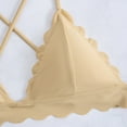 thumbnail image 6 of Swimsuits Women 3 Piece Scalloped Cross Back Bikini Sets with Elastic Waist Shorts Summer Beach Bathing Suits (XL, Beige), 6 of 7