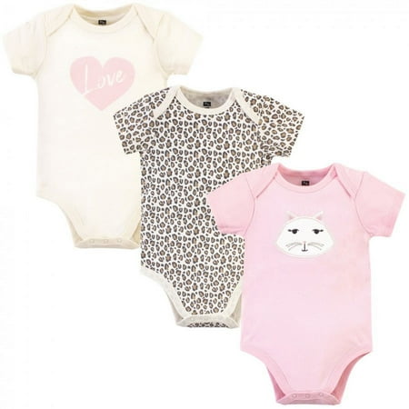 UPC: 0660168583601 | Hudson Baby Infant Girl Cotton Bodysuits 3pk  Pink Kitty  0-3 Months