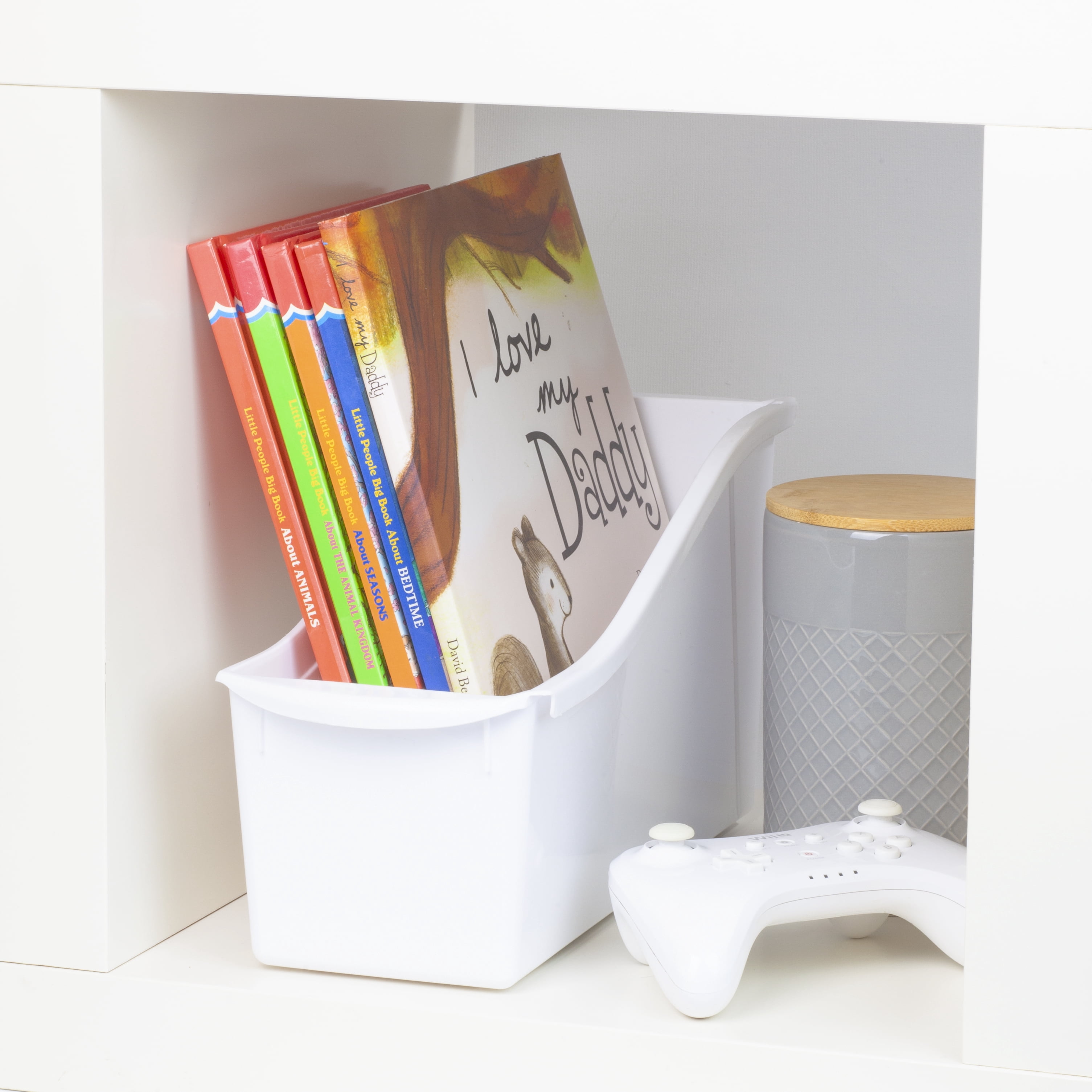 Pen+Gear Plastic Desktop Book Organizer Bin, Arctic White, 6-Pack