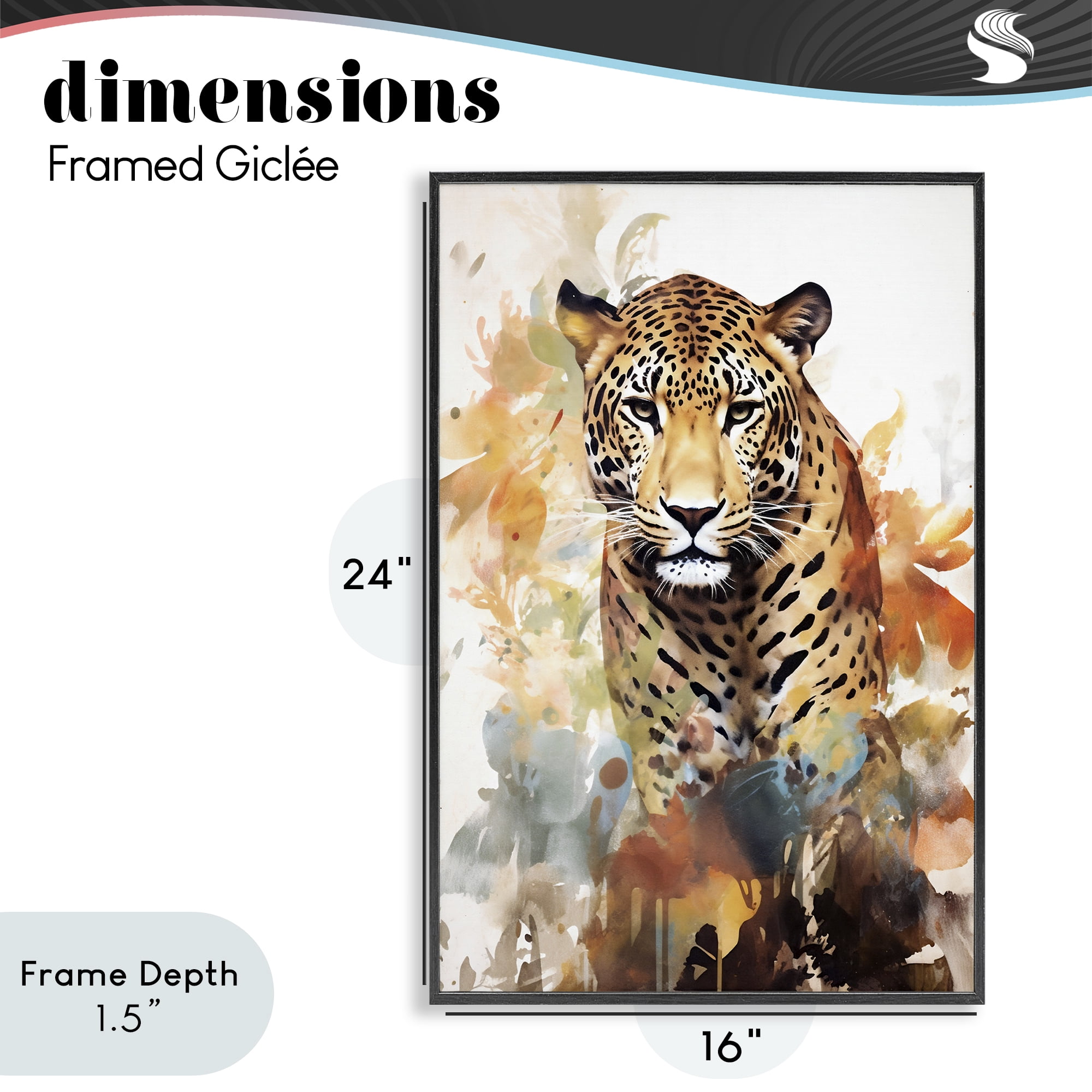 Stupell Industries Wild Cheetah Grace Black Framed Giclee Art, design by Ray Powers