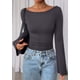 thumbnail image 4 of Camiseta PRETTYGARDEN Otoño 2025 Crop Top de Manga Campana en Gris Oscuro M, 4 of 8