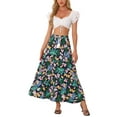 thumbnail image 2 of Allegra K Women's Boho Floral Skirt Tassels Elastic Waist Flowy Maxi Skirts, 2 of 4