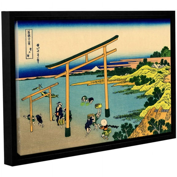 ArtWall Katsushika Hokusai "The Waterfall of Amida Behind the Kiso Road" Gallery-Wrapped Floater-Framed Canvas