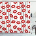 thumbnail image 1 of Ambesonne Glamour Shower Curtain, Woman Lips Love Behind Bars, 69"Wx75"L, Scarlet White and Grey, 1 of 3