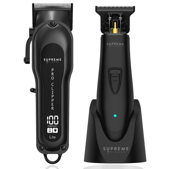 Supreme Trimmer 2-in-1 Pro Clipper Lite & DLC T-Shaper Combo | Professional Beard Trimmer ST5206 & Hair Clipper STC5000 Barber Kit | Black