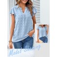 thumbnail image 6 of Nlife Women Swiss Dots V Neck Ruffle Short Sleeve T-Shirt, 6 of 7