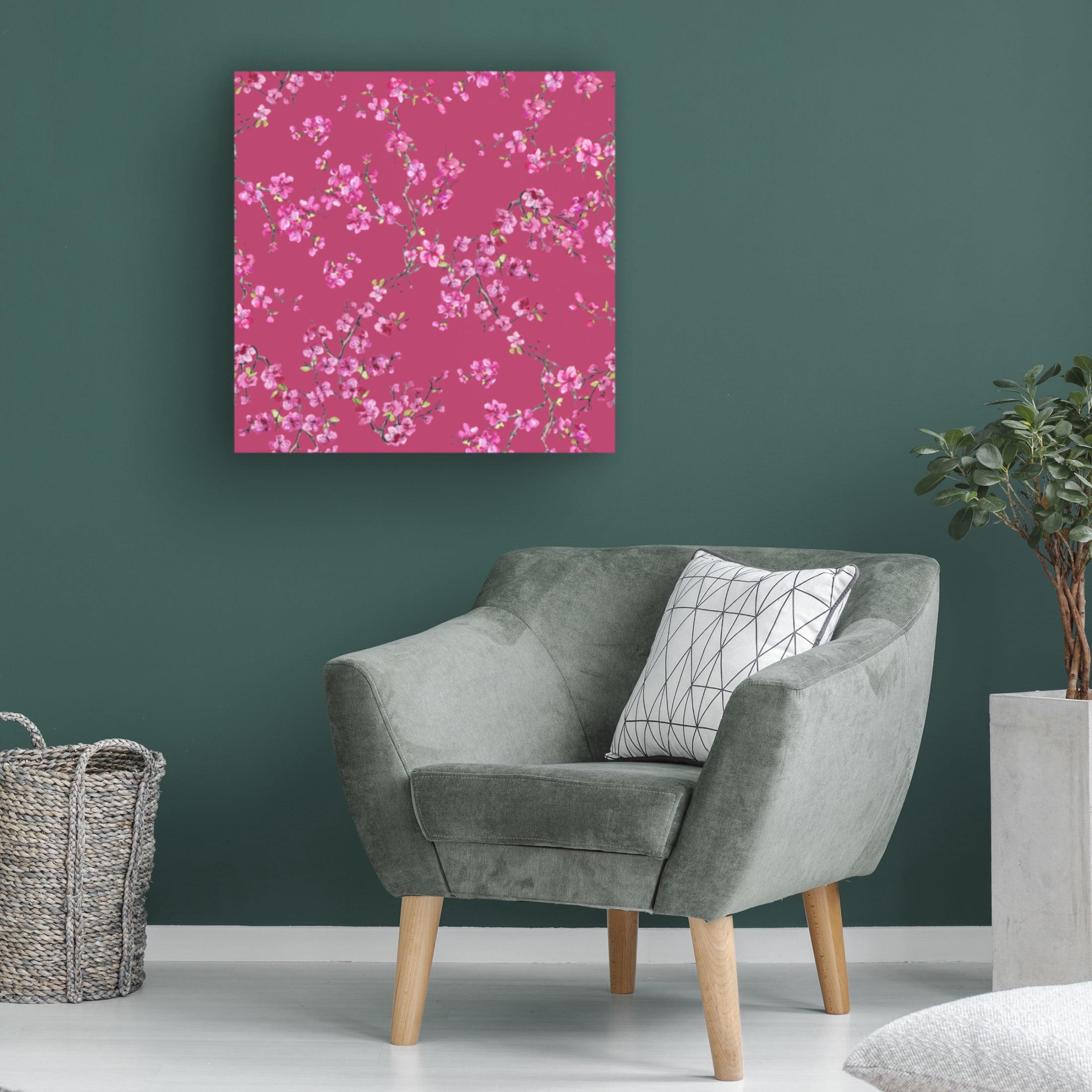 Canvas Wall Art - Jean Plout 'Cherry Blossom 3' Wall Art for Living Room, Bedroom, or Office Décor by Trademark Fine Art - 18 x 18 Inches