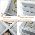 thumbnail image 3 of Caja de Joyería de - Organizador de Joyas de con 5 Cajones de Terciopelo para Aretes Anillos Pulseras Collares y Otras Joyas (Plata), 3 of 7