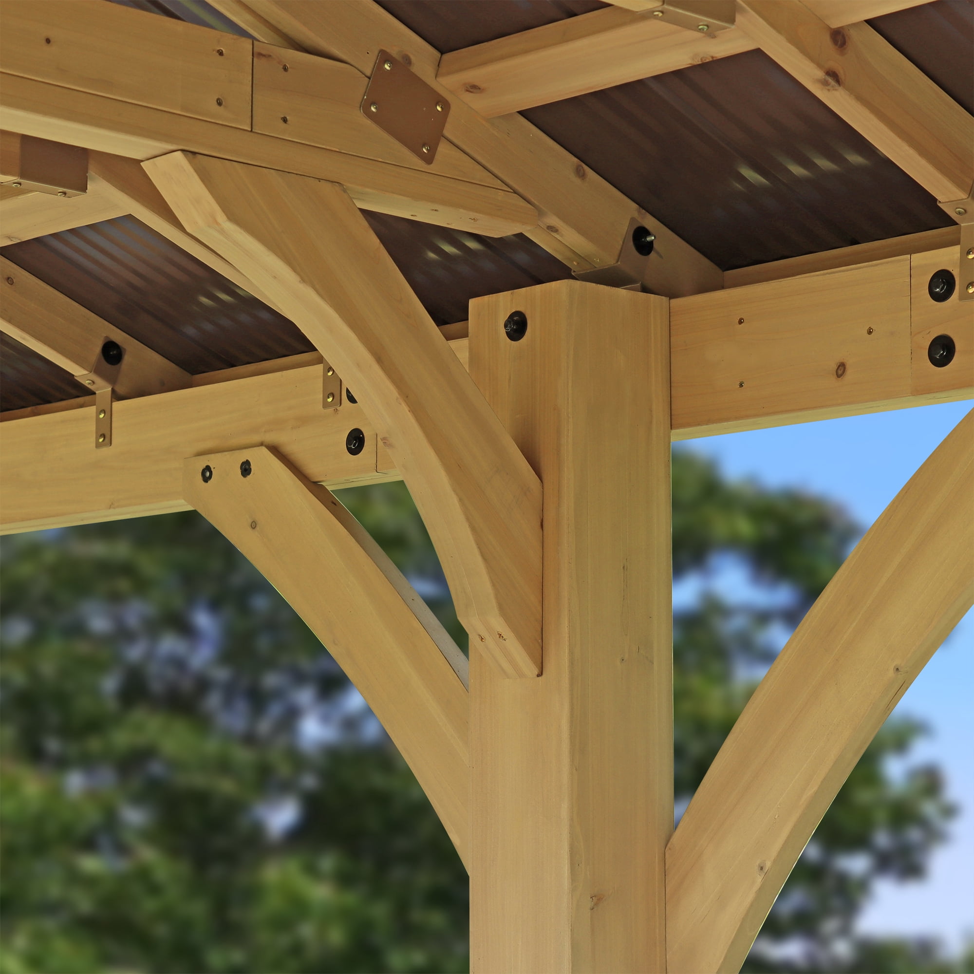 Yardistry 12 ft. × 24 ft. Meridian Cedar Gazebo with Aluminum Roof