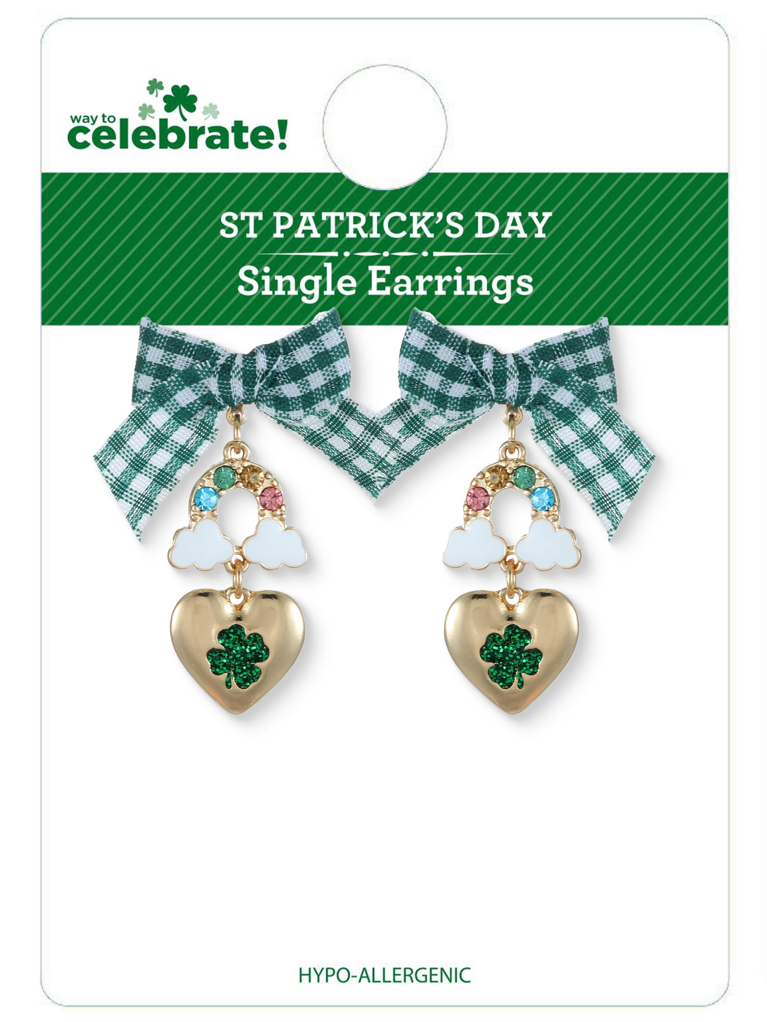 Way to Celebrate St. Patrick's Day Gold Heart Dangle Earrings, 1 Pair