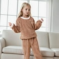 thumbnail image 2 of Dpytoraw Boys Girls Flannel Clothes Set Fluffy Sweatshirt Top And Pants Winter Warm Soft Fuzzy Homewear With Sweatpants Size 6-7 Years, 2 of 4