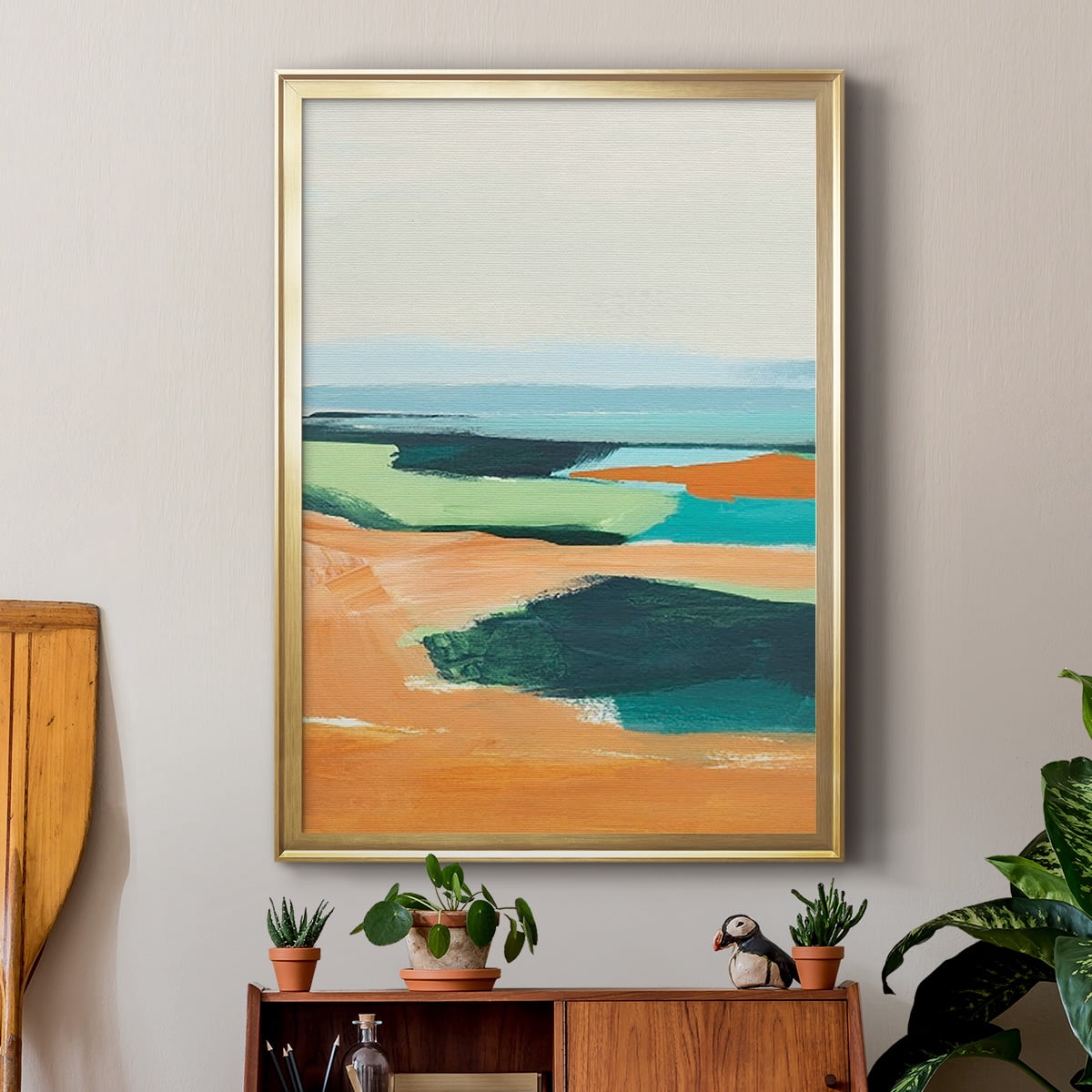 Aqua and Orange II Premium Framed Print, in Gold, Black, or Silver - Ready to Hang