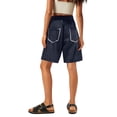 thumbnail image 3 of Fabrcox Bermuda Shorts Patchwork Curve Biker Shorts for Women Striped Drawstring Womens Cargo Shorts with Multiple Pockets, 3 of 4