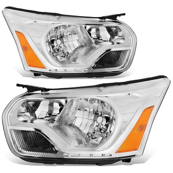 DNA Motoring Headlights for 2015-2023 Ford Transit 150-350, Chrome/Amber