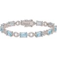 thumbnail image 3 of Sterling Silver Rhodium-Plated Blue And Clear Cz Bracelet Made In China qx606cz, 3 of 5