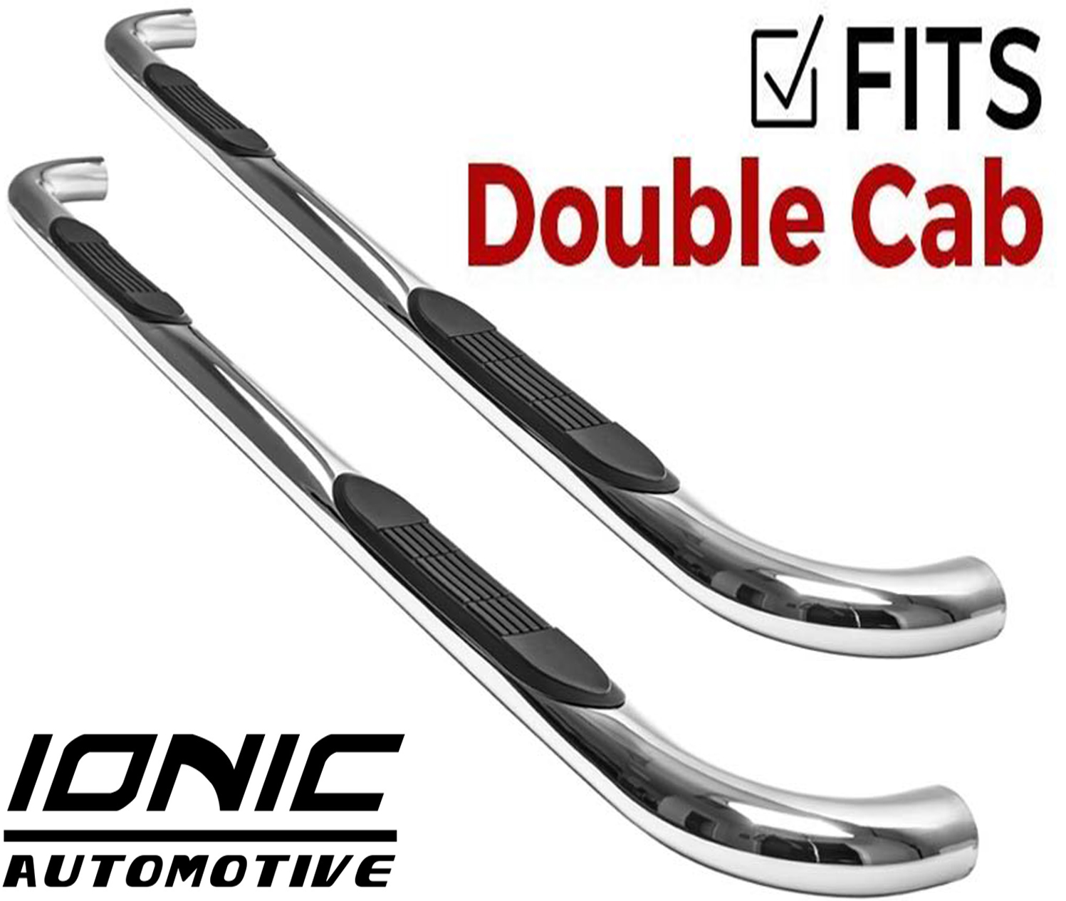 Ionic 3" Stainless Nerf Bars (fits) 20052019 Toyota Double Cab