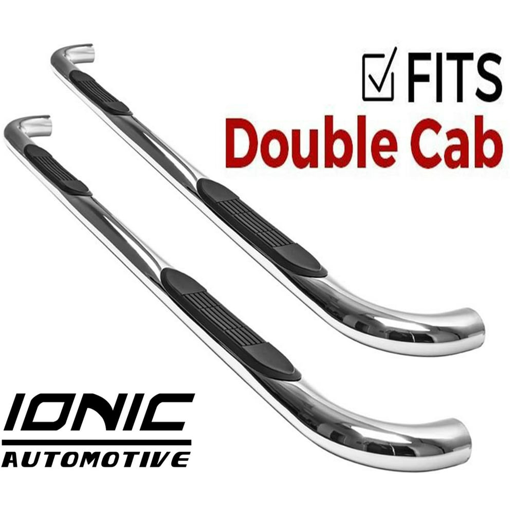Ionic 3" Stainless Nerf Bars (fits) 2005-2019 Toyota Tacoma Double Cab Side Steps 230907 2019 Toyota Tacoma Double Cab Nerf Bars