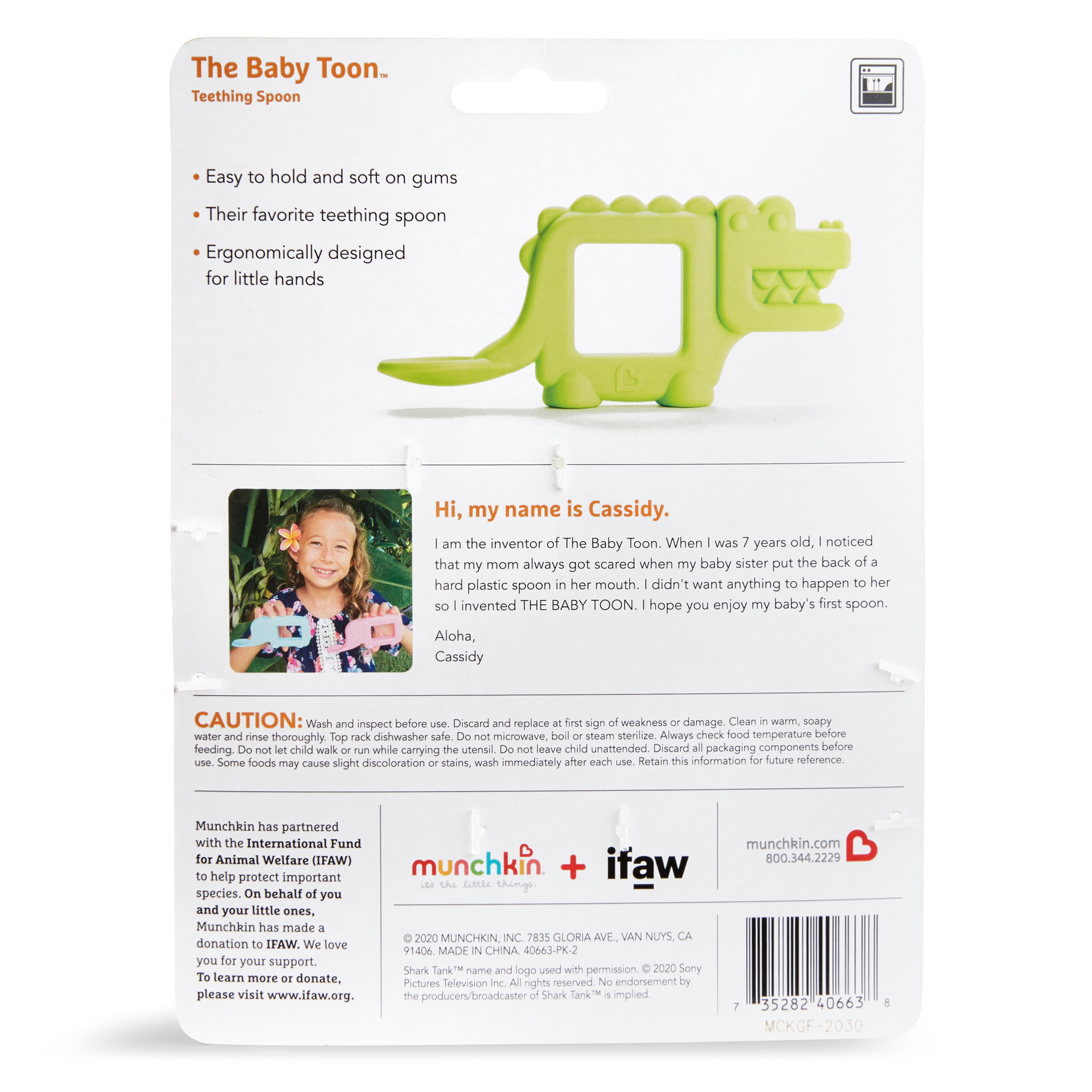 Munchkin® The Baby Toon™ Silicone Feeding Teether Spoon, as Seen on Shark Tank™, Alligator, Unisex
