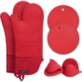 thumbnail image 1 of Juego de guantes y soportes para ollas Rorecay, resistentes al calor, color rojo, 1 of 9