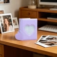 thumbnail image 4 of Candy Color Mini Photo Album With Heart Cutout Cover, 20 Pages Portable Plastic Photocard Binder For 4.33*3.34 Inch Pictures Collectible Cards Souvenir Gift(Purple), 4 of 6