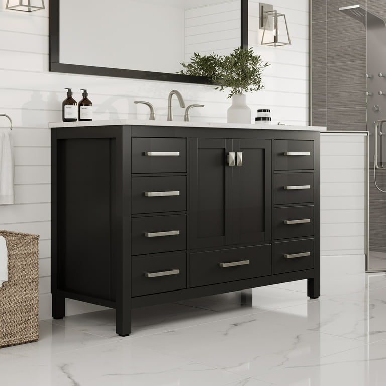 Eviva Aberdeen 48 in. W x 22 in. D Gray Single Sink Bathroom Vanity with White Carrara Quartz Top and Undermount Sink