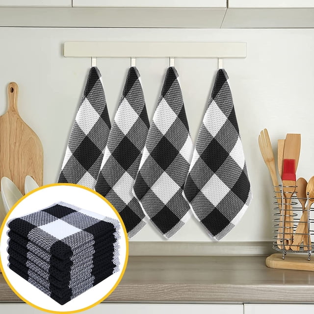 ZZkhGO Thickened Absorbent Dish Towels, Nonfading Lattice Pattern Cleaning Cloths, Multipurpose Wipe Rags for Kitchen Housework