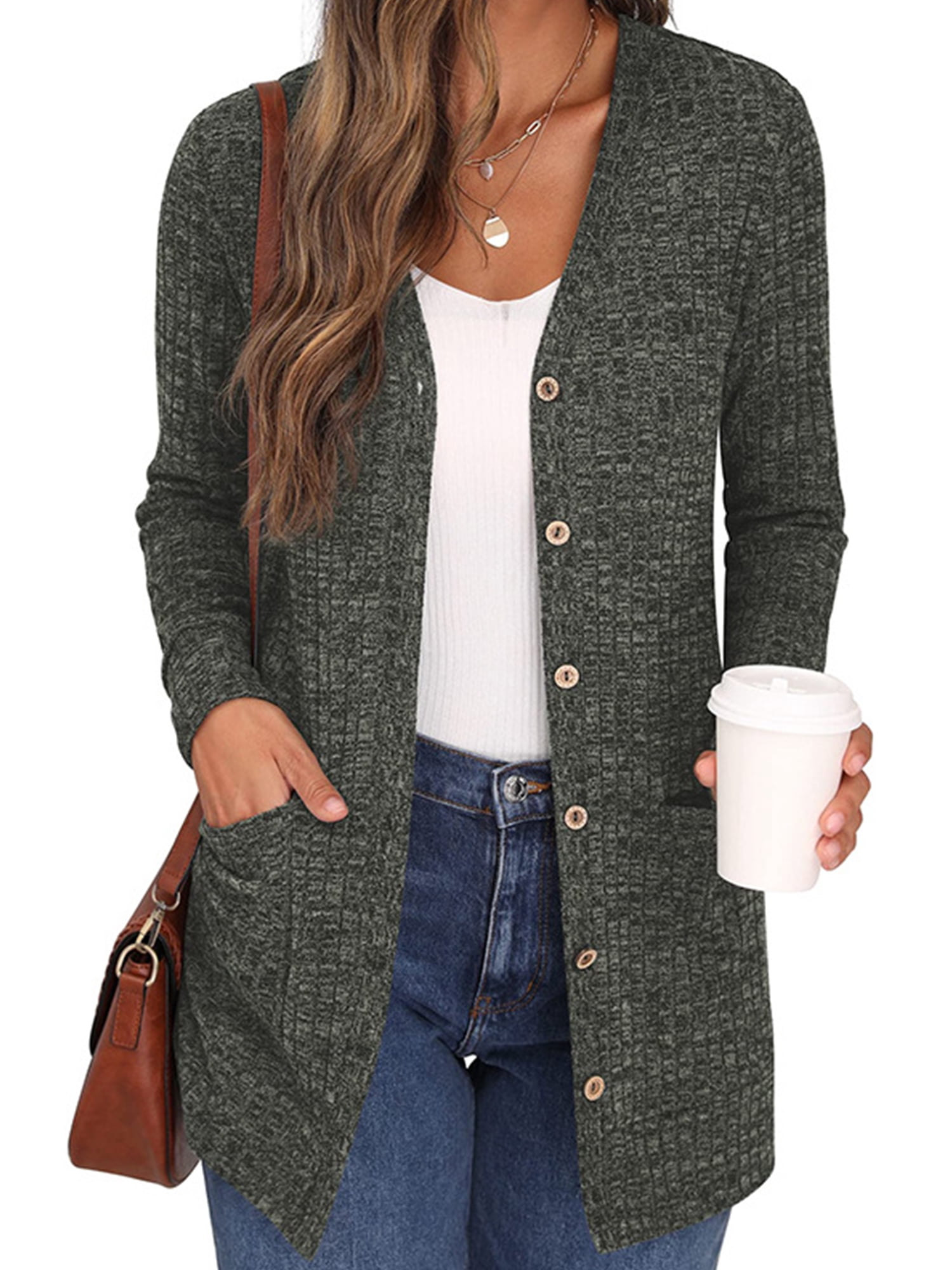 Cardigan Vert Doux Femme - Marque TU Taille 10 - En Acrylique, Col En V - Neuf Sans étiquettes