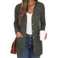 thumbnail image 1 of Innerwin Cardigan en Tricot à Manches Longues pour Femmes, Vêtement d'Extérieur, Vacances, Couleur Unie, Cardigans Doux, Vert Armée, TG, 1 of 3