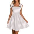 thumbnail image 2 of Karymi Wedding Guest Dresses for Women Striped Cute Bow Shoulder Straps Mini Dress, Square Neck A-Line Casual Summer Sundress Lightweight Airy Beach Dress Summer Dresses for Women, 2 of 9