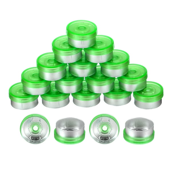 Tapas Flip Off de 13 mm Uxcell 200PCS Sellos Sin Rebabas Tapas Superior Flip Off para Frascos de Vidrio y Frascos Liofilizados, Verde/Plata
