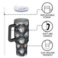 thumbnail image 4 of 40oz Pioneer Flower Floral Print Pattern Insulated Tumbler with Handle, BPA-Free Leak Proof Lid and Straws, Double Wall Vacuum, Hot 12h/Cold 34h, 4 of 6