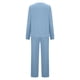 thumbnail image 4 of Puntoco Moda Para Mujer Color Sólido Cuello Redondo Manga Larga Pantalones Con Abertura Lateral Traje Manga Larga Cuello Redondo top/Camisa Traje Azul Cielo Xxl, 4 of 7