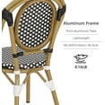 thumbnail image 5 of French Bistro Chairs Set of 2, Outdoor All-Weather Rattan Wicker Chair for Patio, Garden, Backyard, Aluminum Frame & Bamboo Print Finish, White+Black, 5 of 12