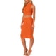 thumbnail image 4 of INSPIRAR CHIC Conjuntos de Falda de Dos Piezas para Mujeres, Top de Cuello Alto y Faldas Bodycon M Naranja, 4 of 6