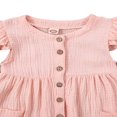 thumbnail image 4 of Filles Tout-Petits Robe Couleur Unie d'Été Lin Volant Mini-Jupe Cqh, 4 of 6