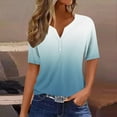 thumbnail image 2 of Tnhcen Women's Summer V-neck Gradient Color Basic Blouse - Short Sleeve Polyester Spandex Shirts (S-3XL) Casual Summer Wear, 2 of 5
