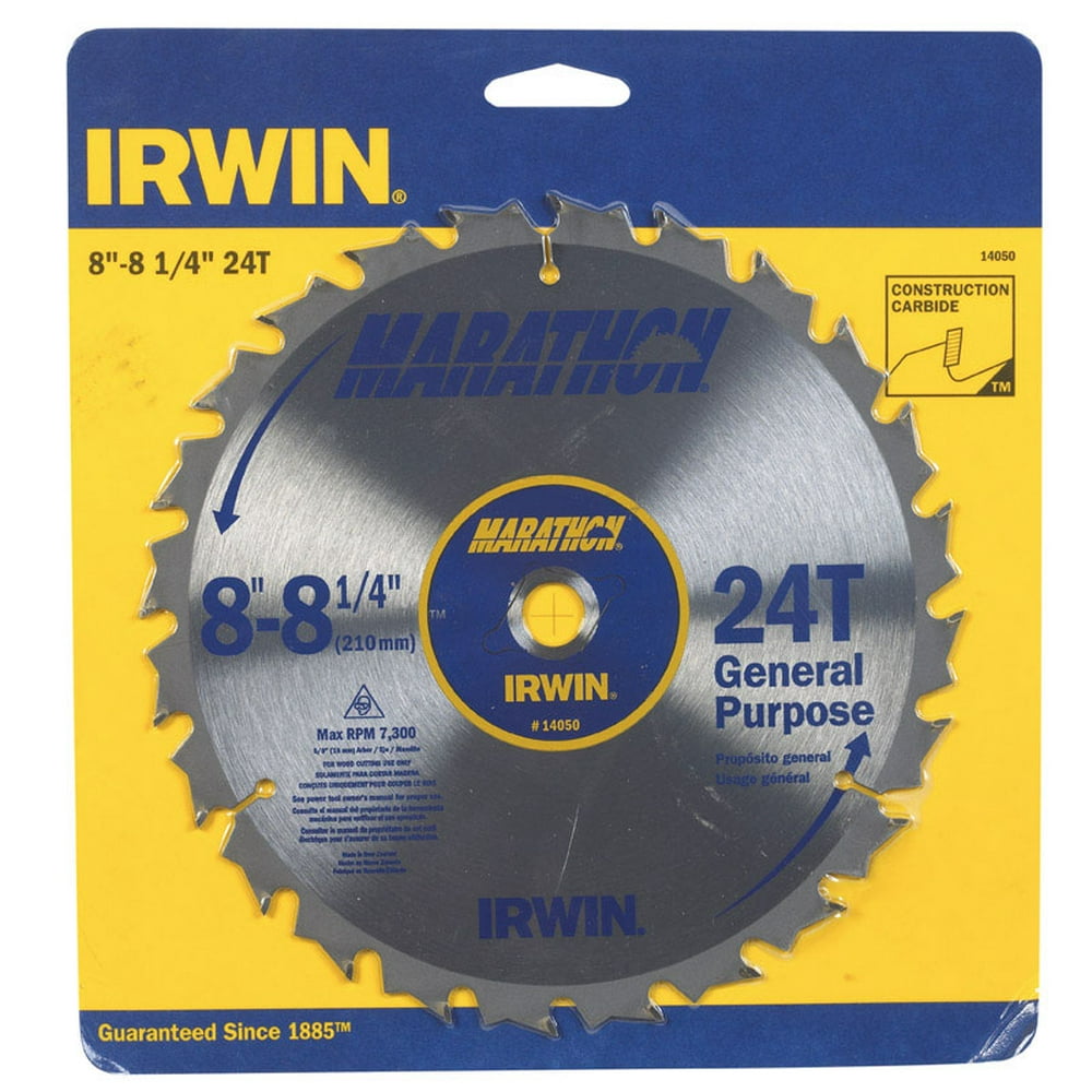 Irwin Marathon 81/4 in. Dia. x 5/8 in. Carbide Miter and Table Saw Blade 24 teeth 1 pc