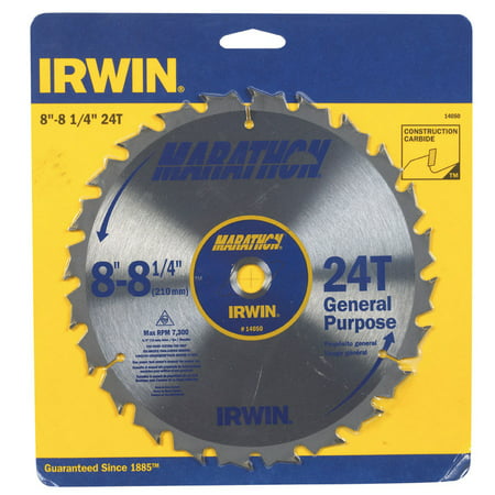 Irwin Marathon 8-1/4 in. Dia. x 5/8 in. Carbide Miter and Table Saw Blade 24 teeth 1